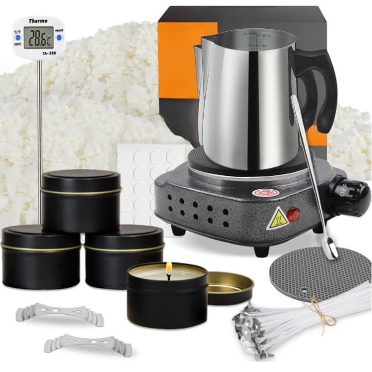 Candle Making Kit Candle Wax Melter Melting Pot Cotton Wick Center Equipment Making Soy Wax