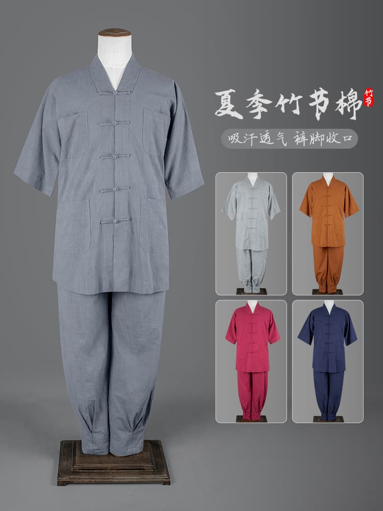 Summer thin men's monk robe, pure cotton short jacket, no leggings required, short-sleeved, mid-sleeved, three-quarter sleeve, small jacket, monk robe, free shipping.