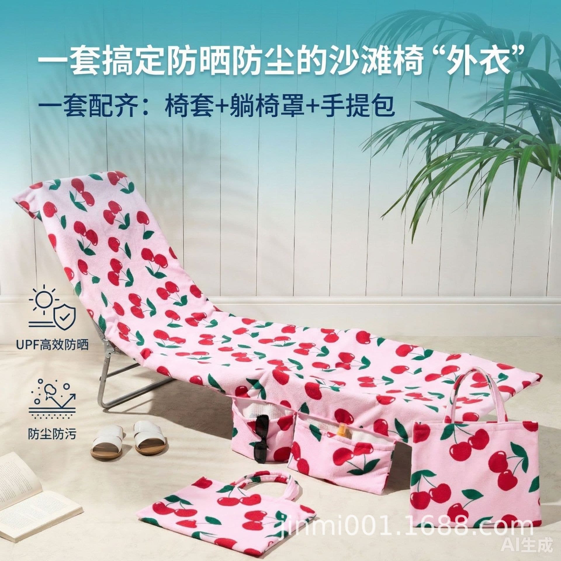 Beach chair manufacturers directly supply beach chair covers, lounge chair covers, beach handbags, solid color series, printed chair covers