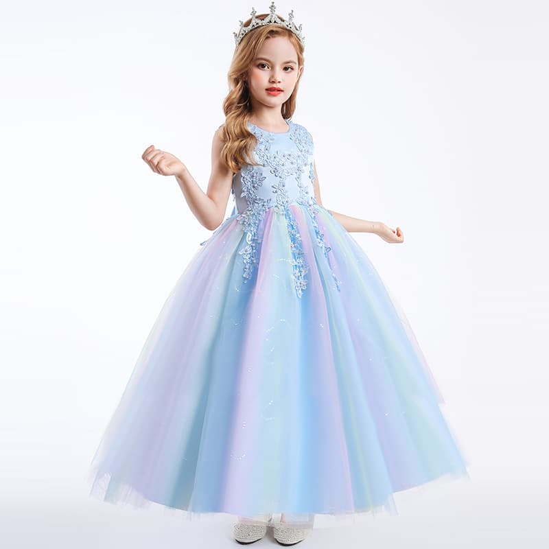 CARISA Girls' Dress, Sleeveless Mesh Performance Hostess Princess Dress, Cross-border Drop Shipping