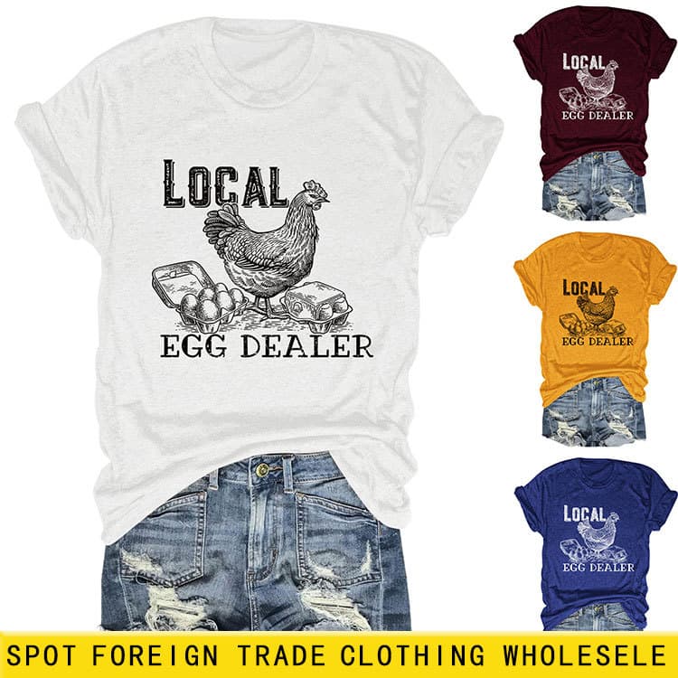 Local Egg Dealer Amazon eBay Independent Station Summer New Fashionable Fun Women's Round Neck Short Sleeve