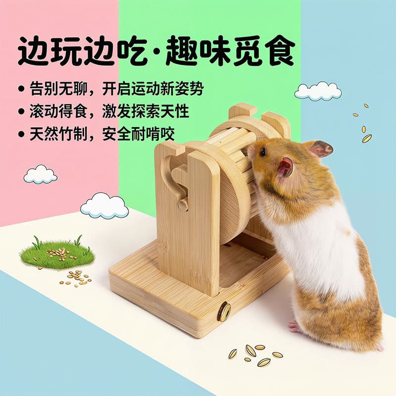 Bamboo Hamster Foraging Toy Cross-Border Labeling Educational Roller Foraging Device Toy Fun Interactive Therapy Puzzle