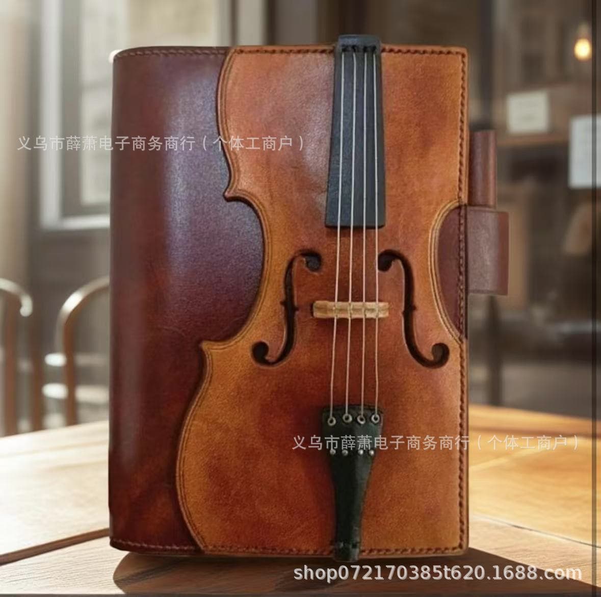 New Cross-Border Vintage Violin Leather Notebook