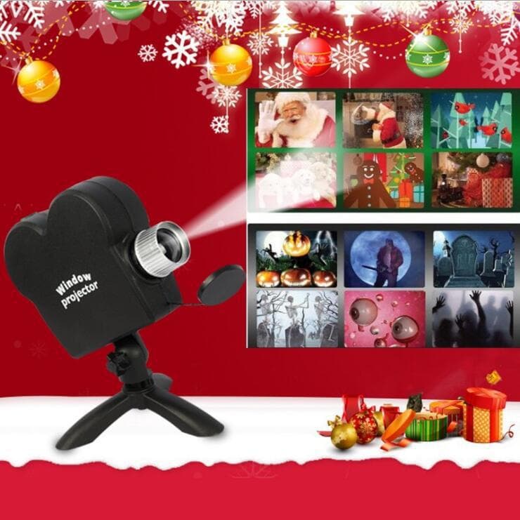 Window Projector Holiday Projection Lamp, Christmas 12 Films Halloween Window Projector, Cross-border