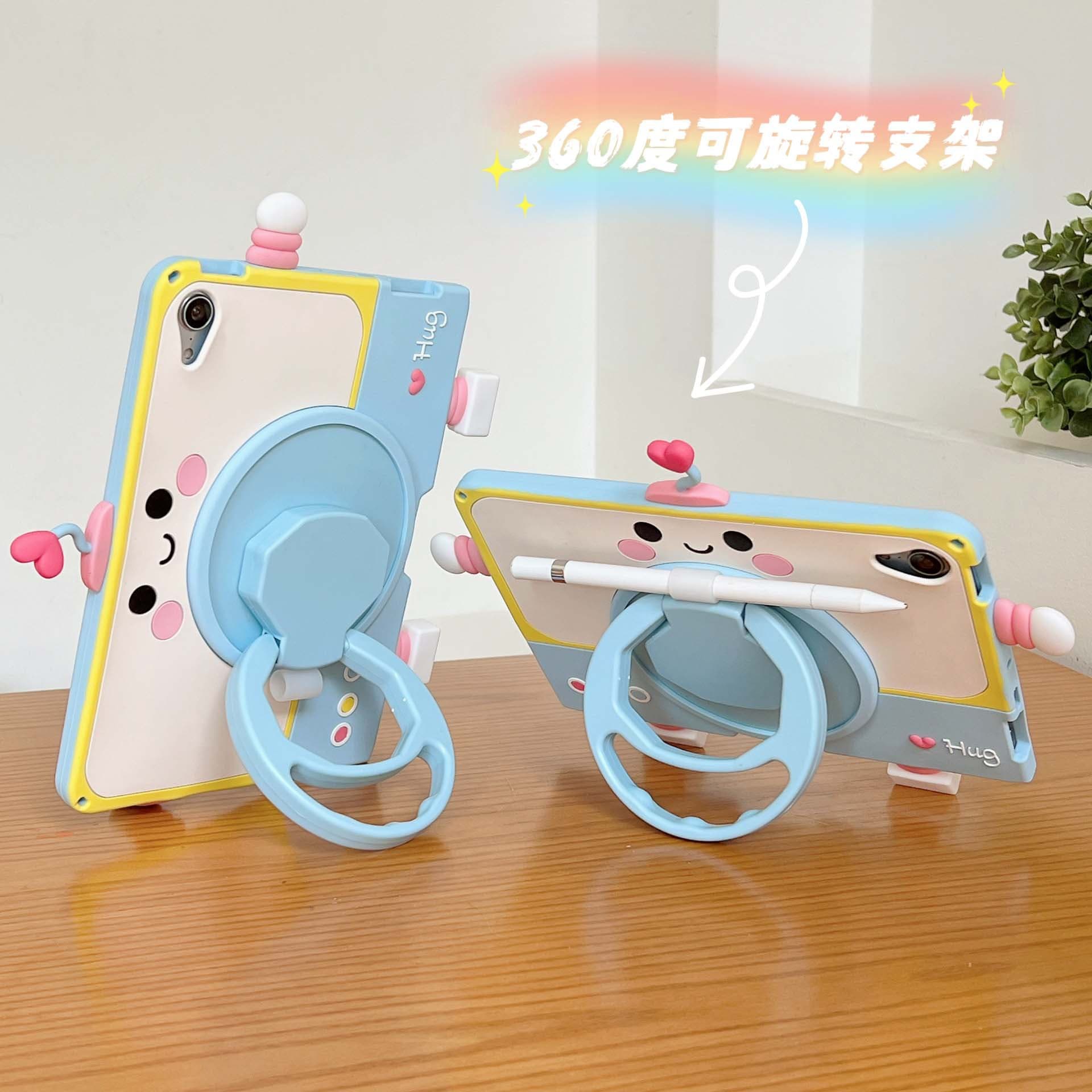 Cartoon Robot Silicone Case for iPad Air 2025, Huawei MatePad Tablet Protective Cover