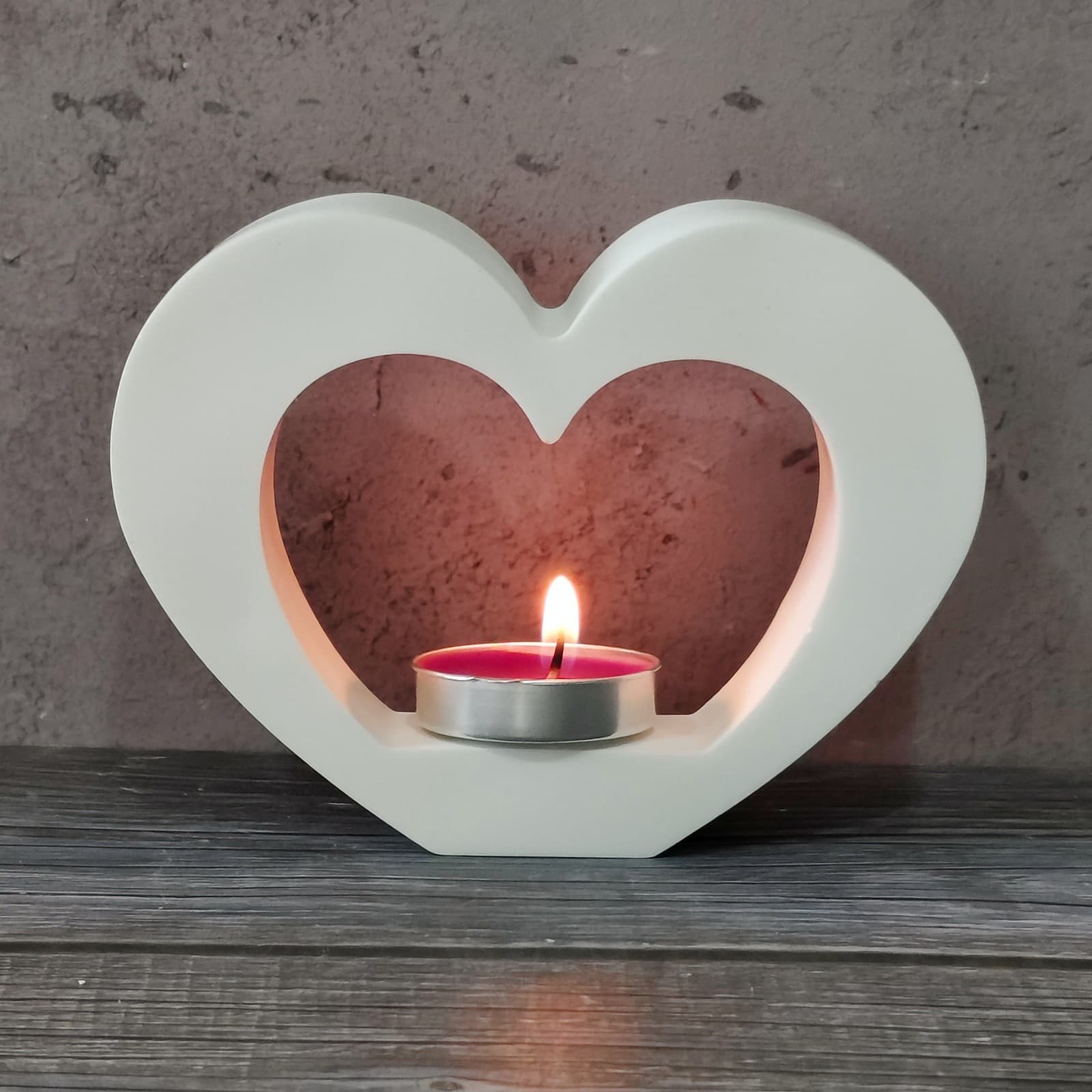 S2874 Heart Candle Holder Decorative Cement Plaster Mold DIY Silicone Mold