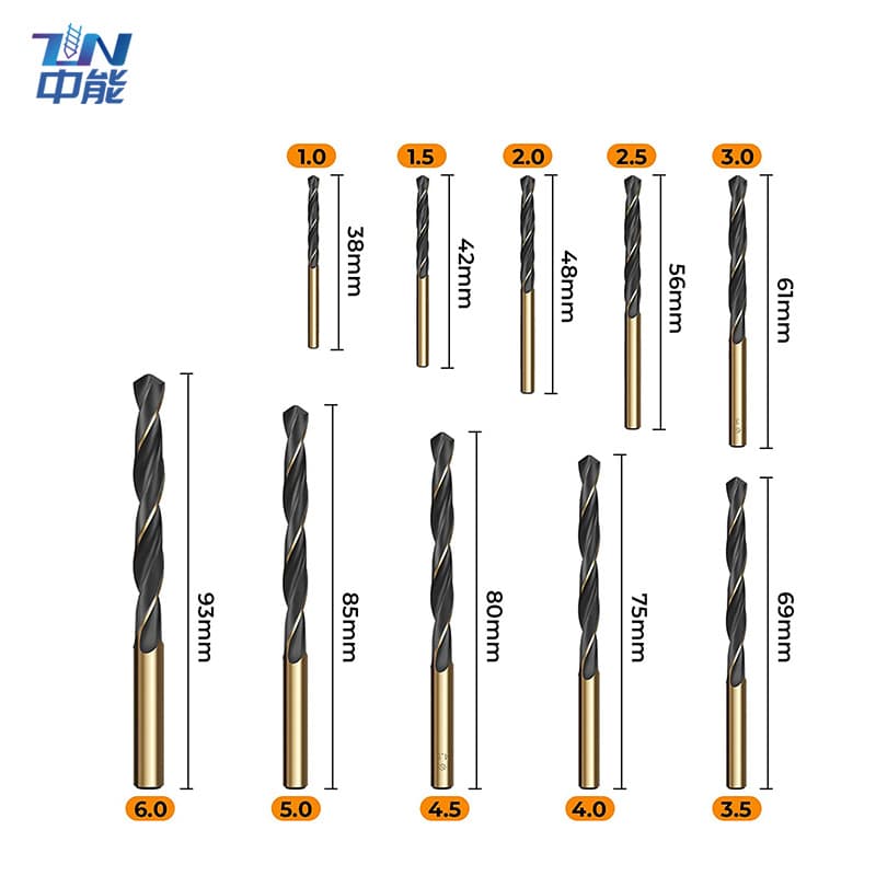 High Speed Steel Two-Color Rolled Twist Drill, Black and Yellow Rolled Drill, Metal Electric Drill Hole Drill, Straight Shank Twist Drill
