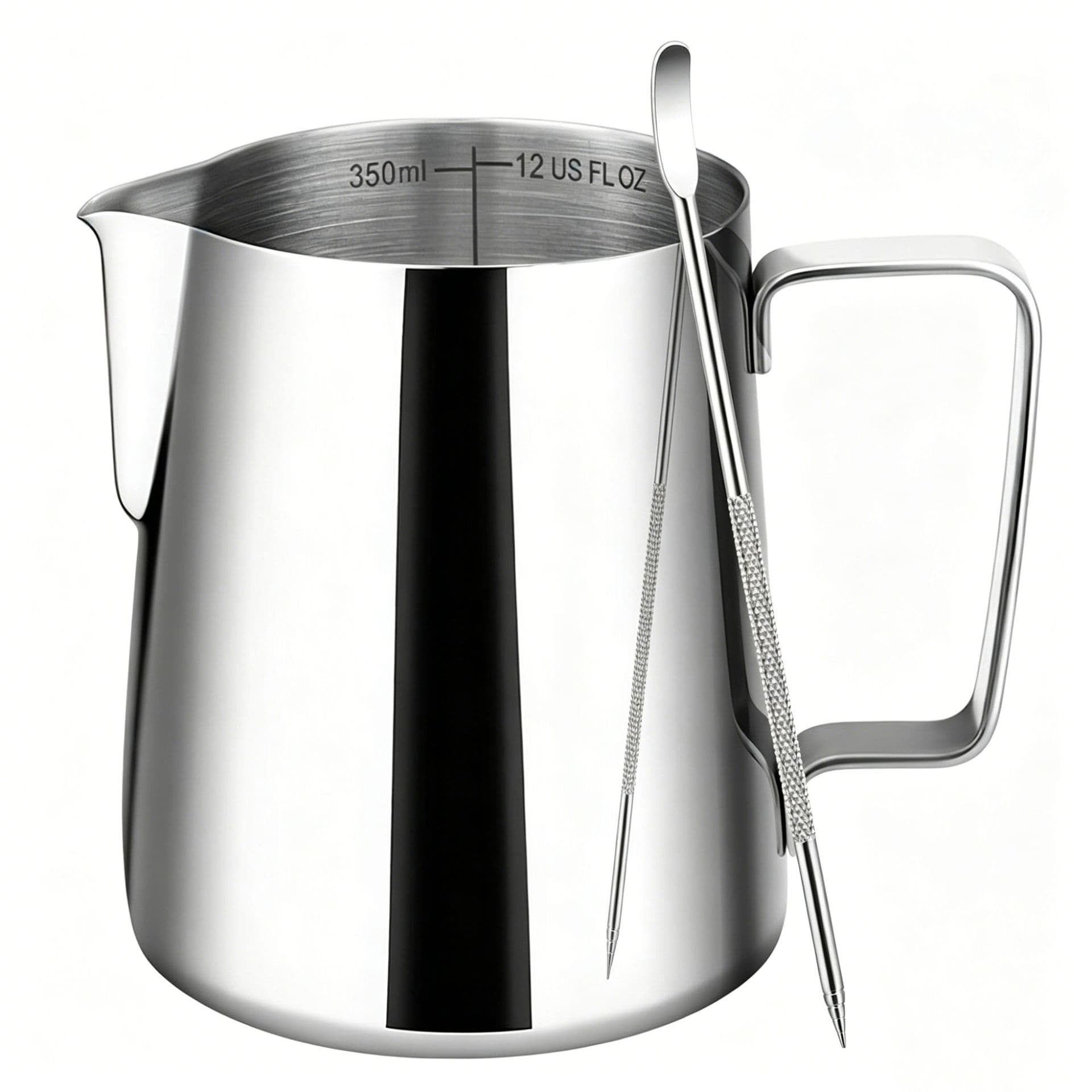 304 Stainless Steel Coffee Latte Art Pitcher Professional Espresso Machine Milk Frothing Pitcher with Thickened Walls and Scale Markings
