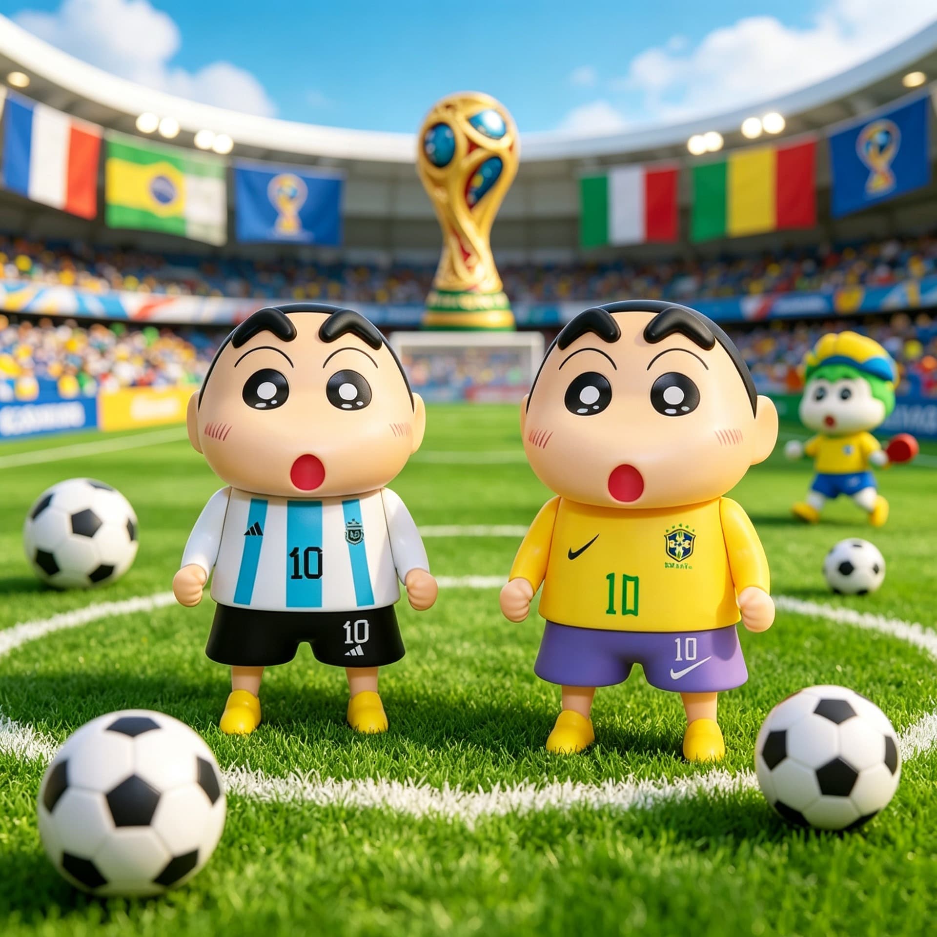 Cross-border Hot Selling World Cup Football Jersey Crayon Shin-chan Messi Neymar Figurine Decoration Ornament Gift