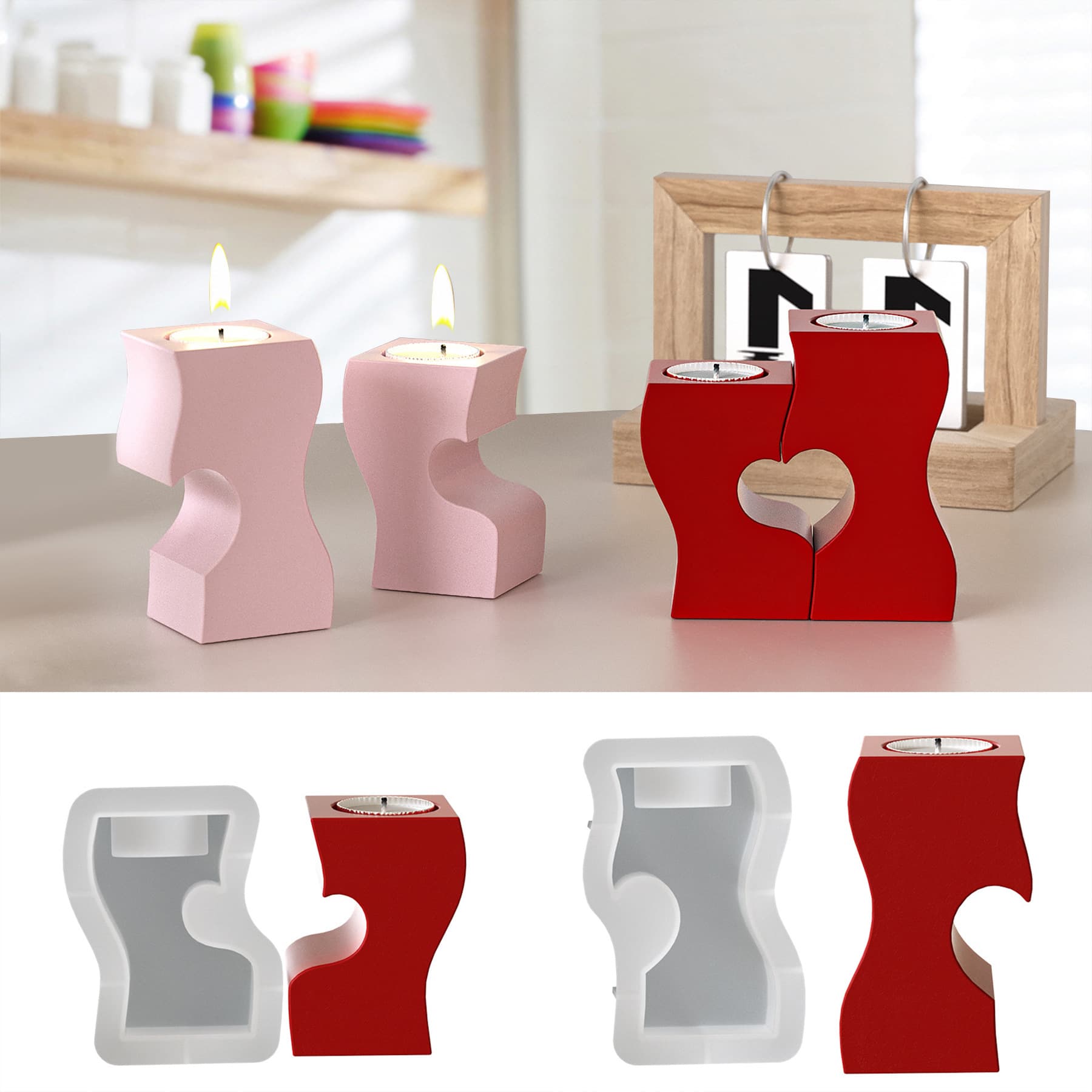 Zongbo silicone DIY aromatherapy plaster irregular S-shaped splicing love candlestick candle base ornaments silicone mold