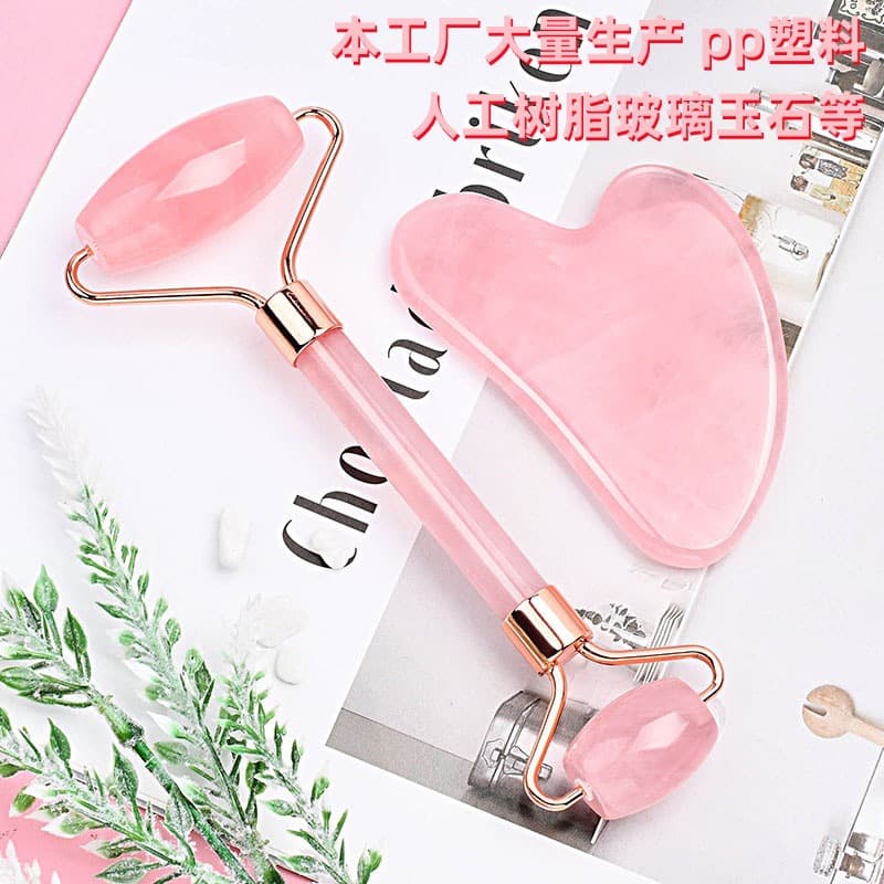 Double-Ended Roller Massage Bar Manual Facial Massage Beauty Tool Skin Care Device Jade Imitation Jade Roller Set