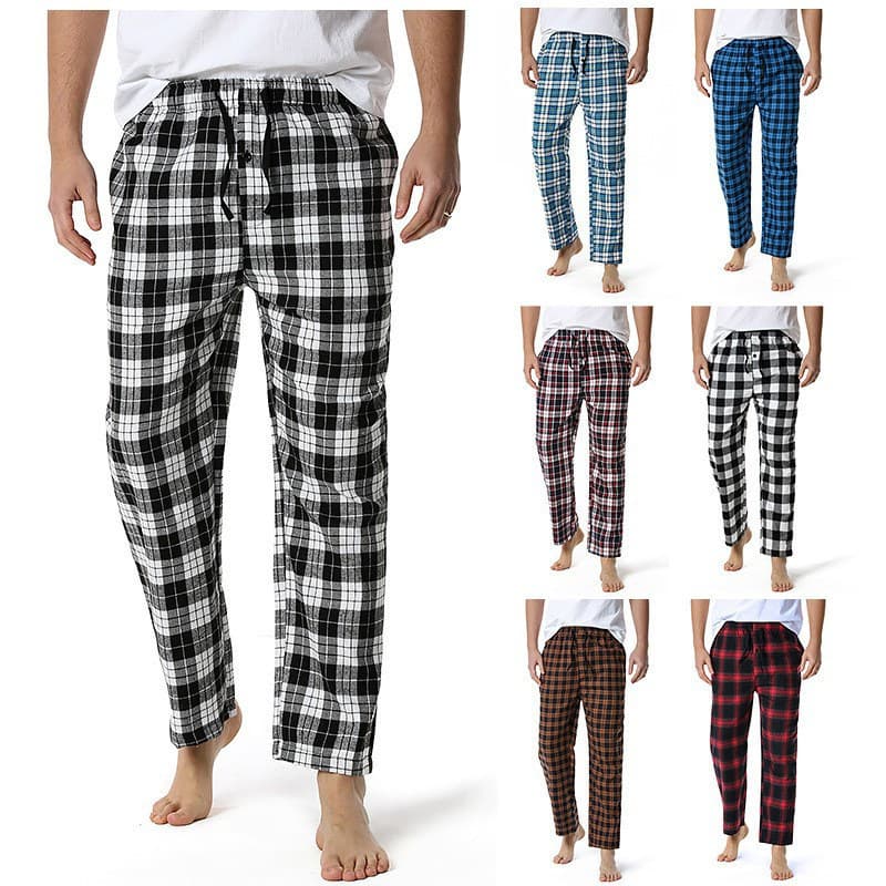 2023 Spring/Autumn New Cross-Border Men's 3D Digital Plaid Sweatpants eBay Export European Size Casual Long Pants