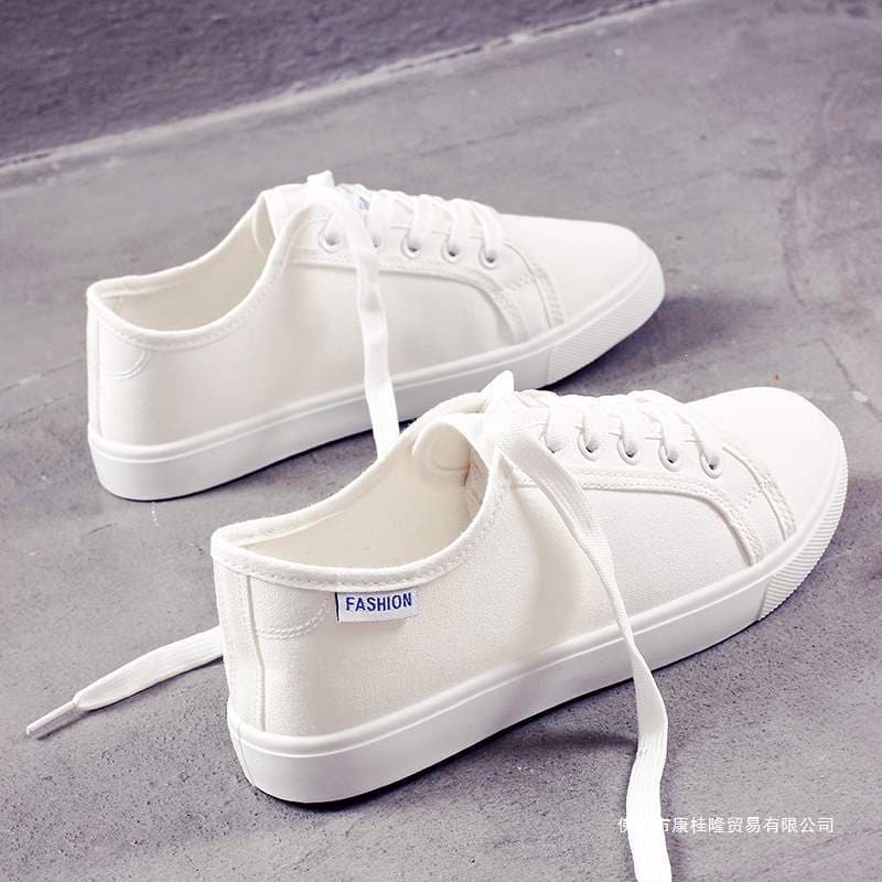 Literary and Fresh Canvas Shoes Women's Flat Casual Shoes, Korean Style Versatile White Sneakers, Student Cloth Shoes, Board Shoes, Black Shoes
