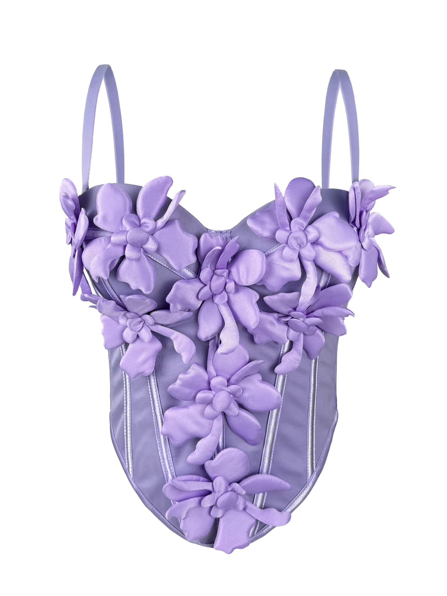 New Cross-Border Europe and America 3D Floral Strap Top Slim Fit Pure Desire Style Sexy Corset Inner Wear