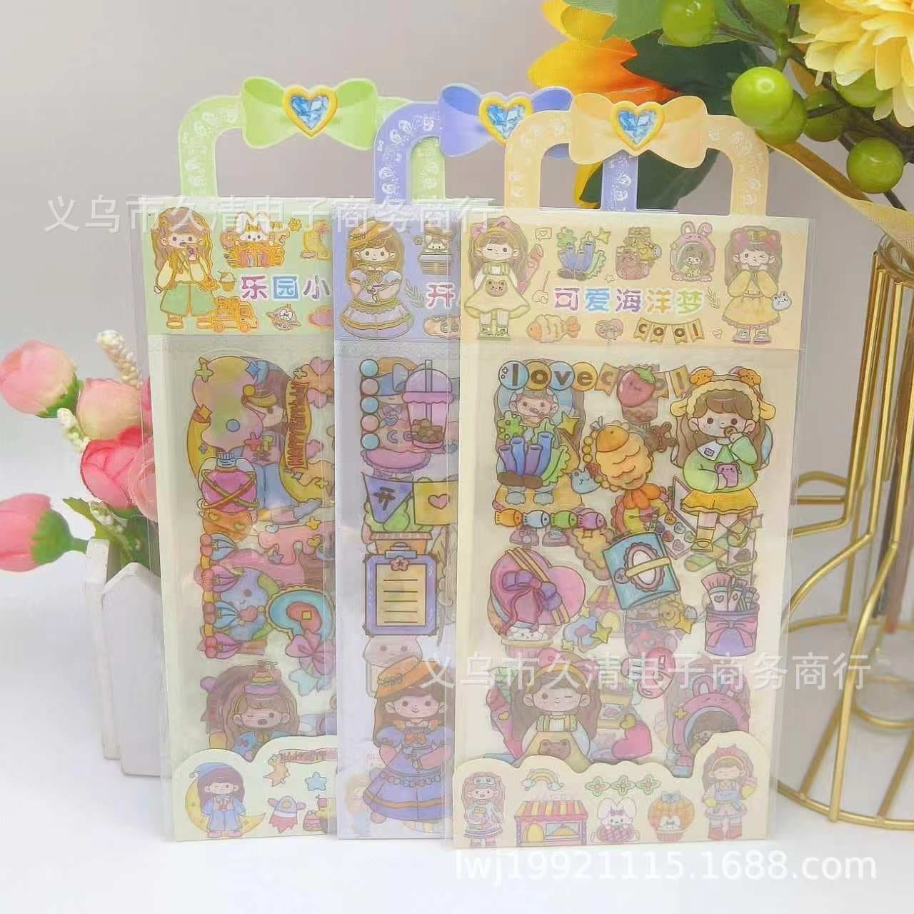 KL/80 Portable Matte Scrapbook Stickers, 3 Sheets, Creative Portable Journal Stickers, Girly Transparent Journal Stickers