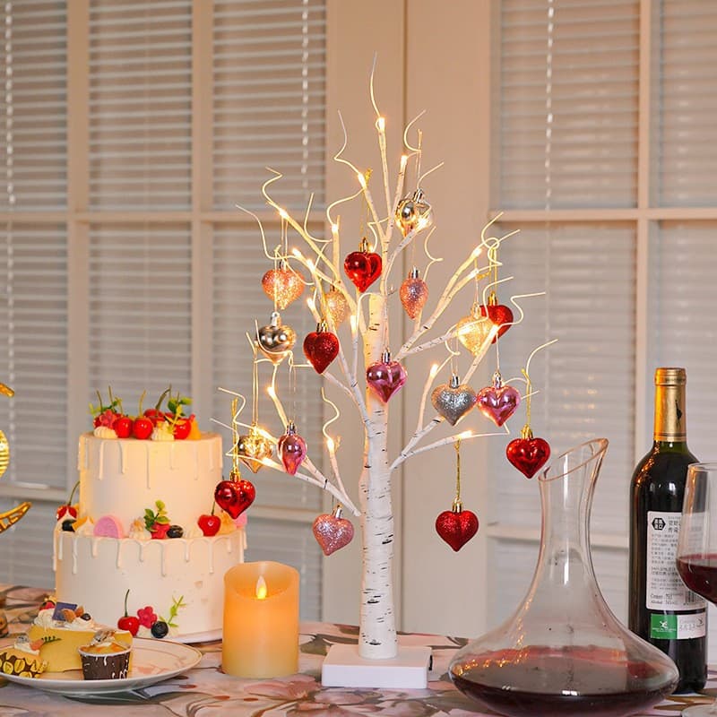 Valentine's Day Gift LED Red Heart Birch Tree Light Creative Night Light for Women Room Decoration Light