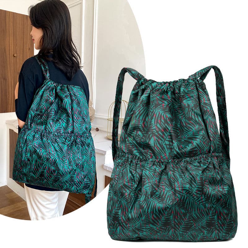 Cross-border backpack, versatile nylon drawstring bag, women's outdoor sports bag, large capacity diaper bag, lightweight travel backpack
