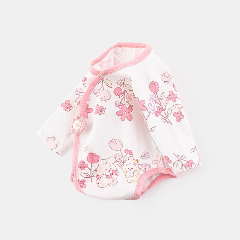 Newborn onesie baby flower boneless harem spring and autumn pure cotton newborn monk suit crawling suit for baby girl 5133