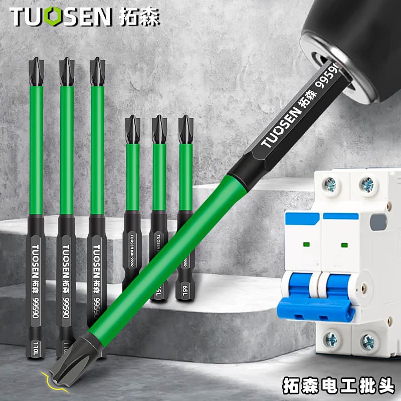 Tuosen Electric Drill Bit Cross Strong Magnetic Hex Shank Screwdriver Bit Socket Air Switch Panel Switch Electrician Bit