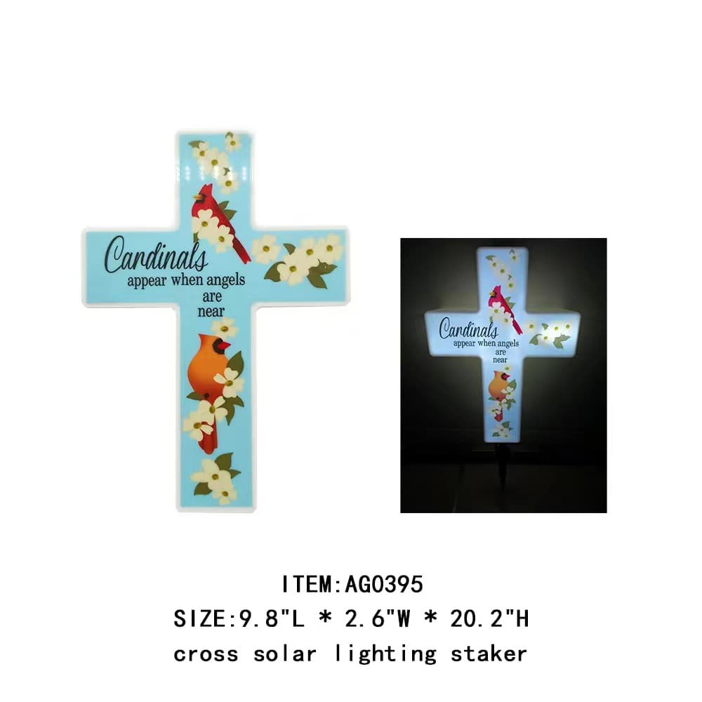 New Solar Cross Light Cemetery Light White Ready-Made Plastic Cross Lighting Tombstone Marker Tombstone Light