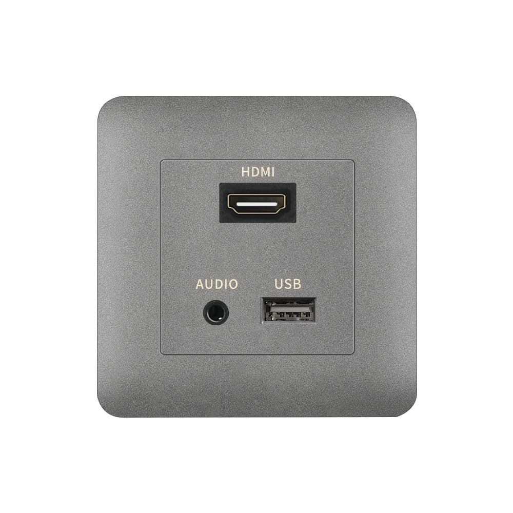 Multimedia Wall Panel HDMI + Single USB + Audio Jack Socket 86 Type Hotel