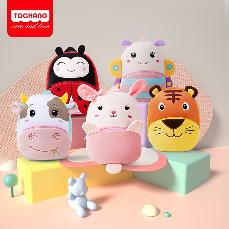 New Kindergarten Plush Cartoon Children's School Bags Boys and Girls 1-3-5 Years Old Small Class School Bags Middle Class Cute Backpacks