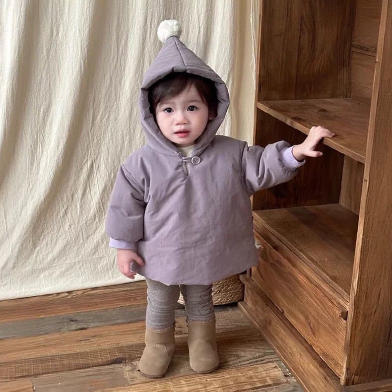 Stylish Winter Cotton-padded Hooded Jacket for Girls, Sweet Christmas-Style Fleece-lined Leggings for Infants and Toddlers