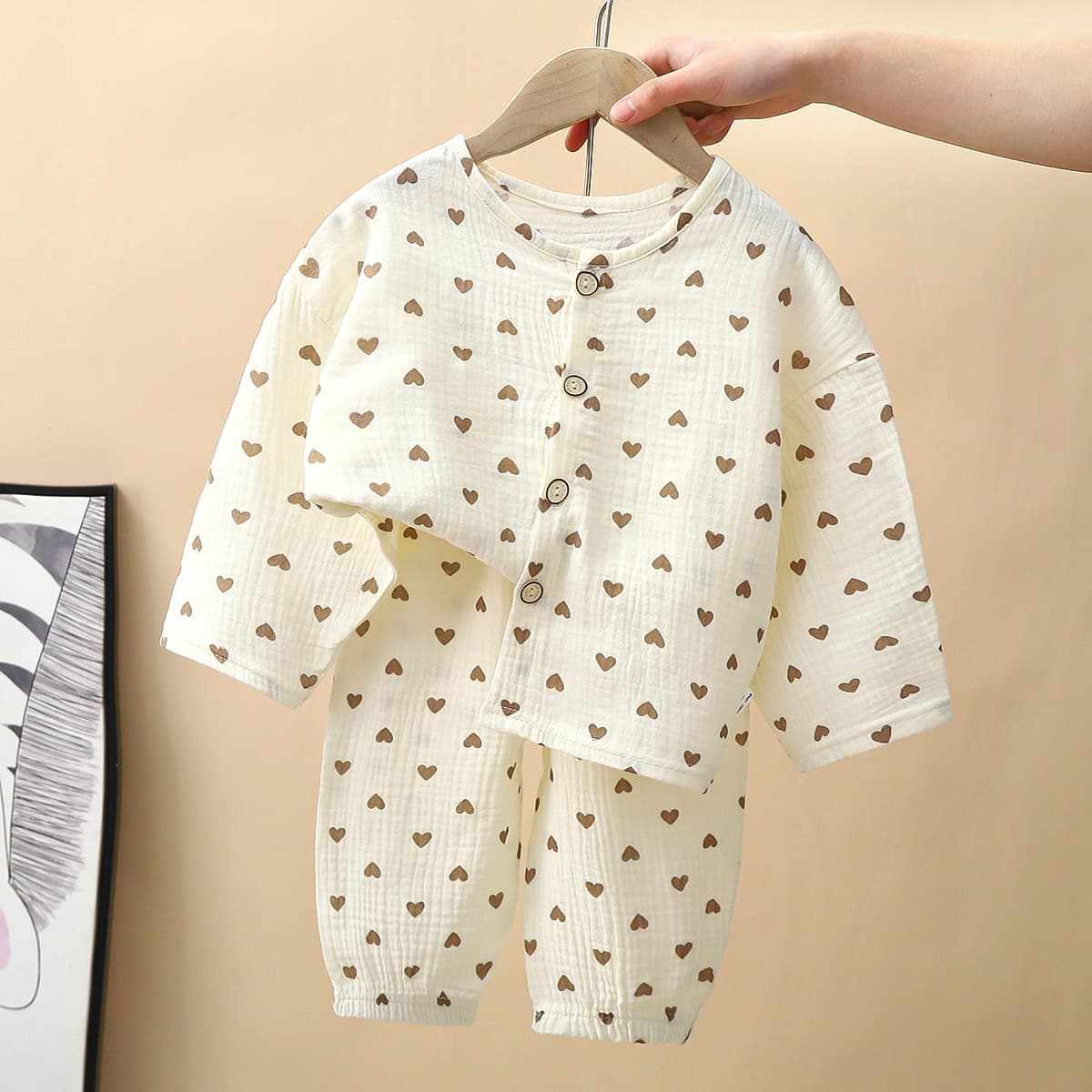 Spring Children's Pajama Set Class A 100% Cotton Loungewear Double-Layer Baby Clothes Pure Cotton Class A Set