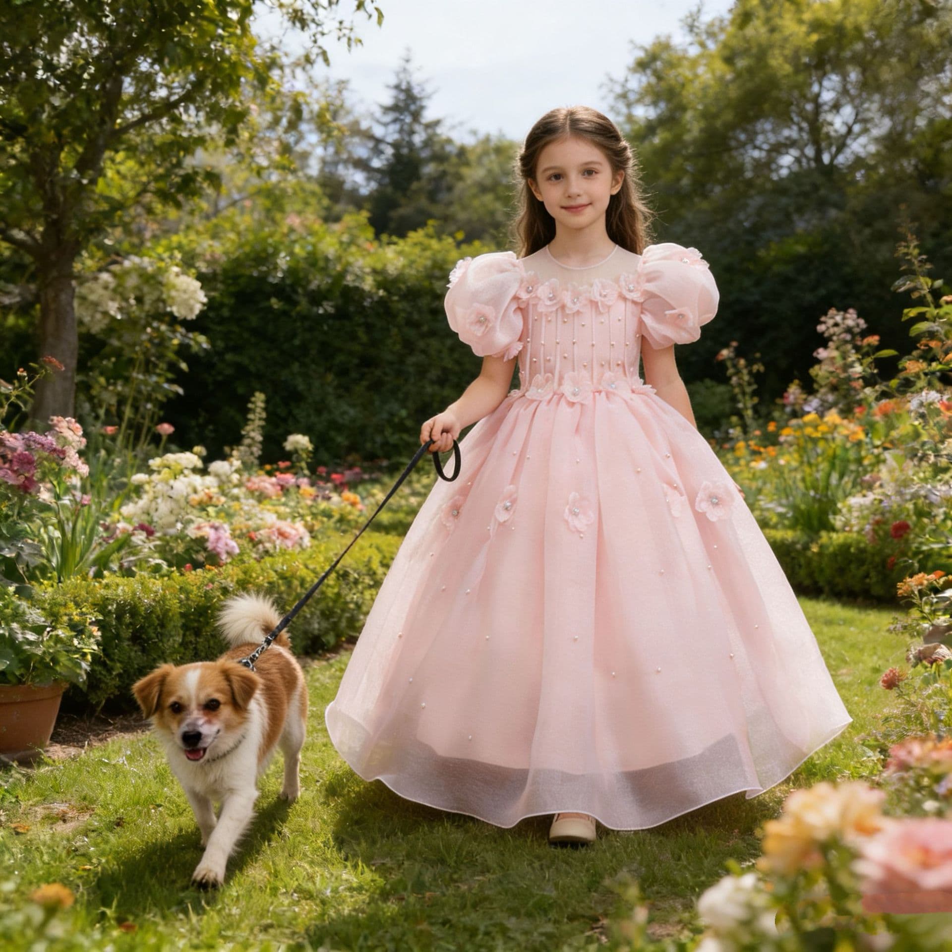 Summer new light luxury dress little girl host birthday party princess dress girl flower girl dress
