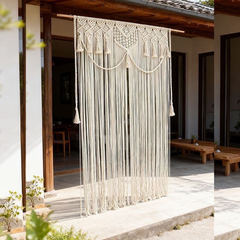 Nordic Style Curtain Tassel Decoration Cotton Rope Handmade Woven Tapestry Woven Door Curtain for Homestay Wholesale