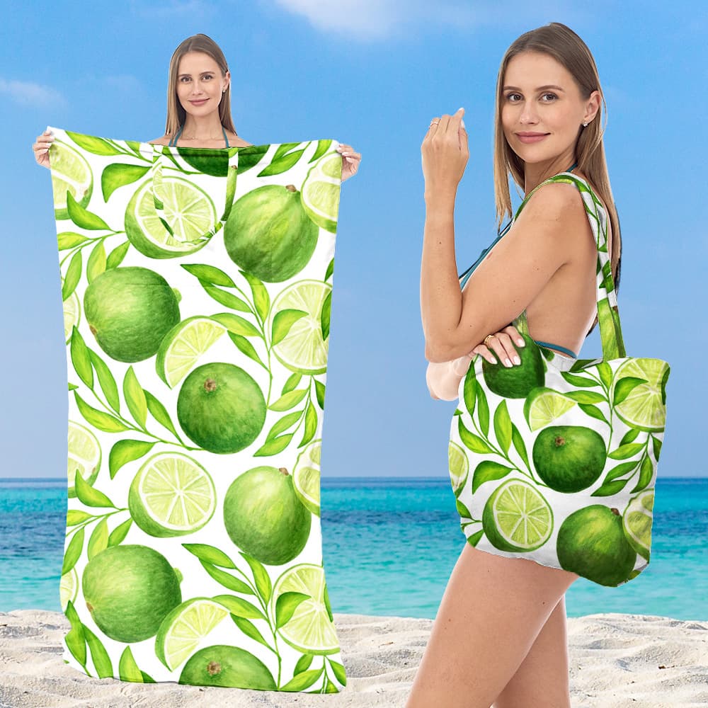 2-in-1 Beach Towel Bag, Foldable Beach Towel Storage Backpack Crossbody Bag, Microfiber Printed Beach Towel