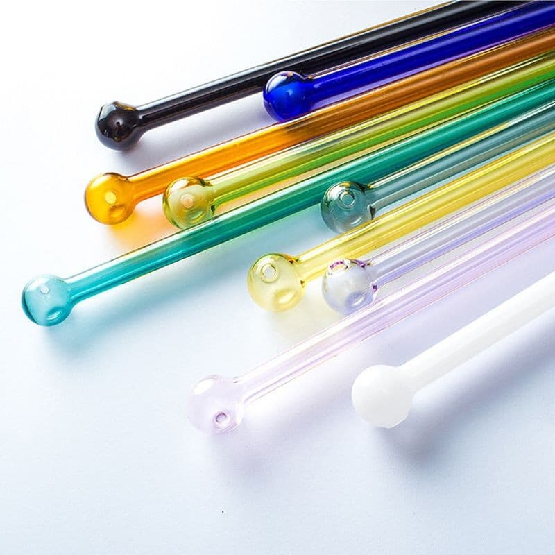 High Borosilicate Glass Straw Set Curved and Straight Straws for Adults Transparent Milk Juice Beverage Straws