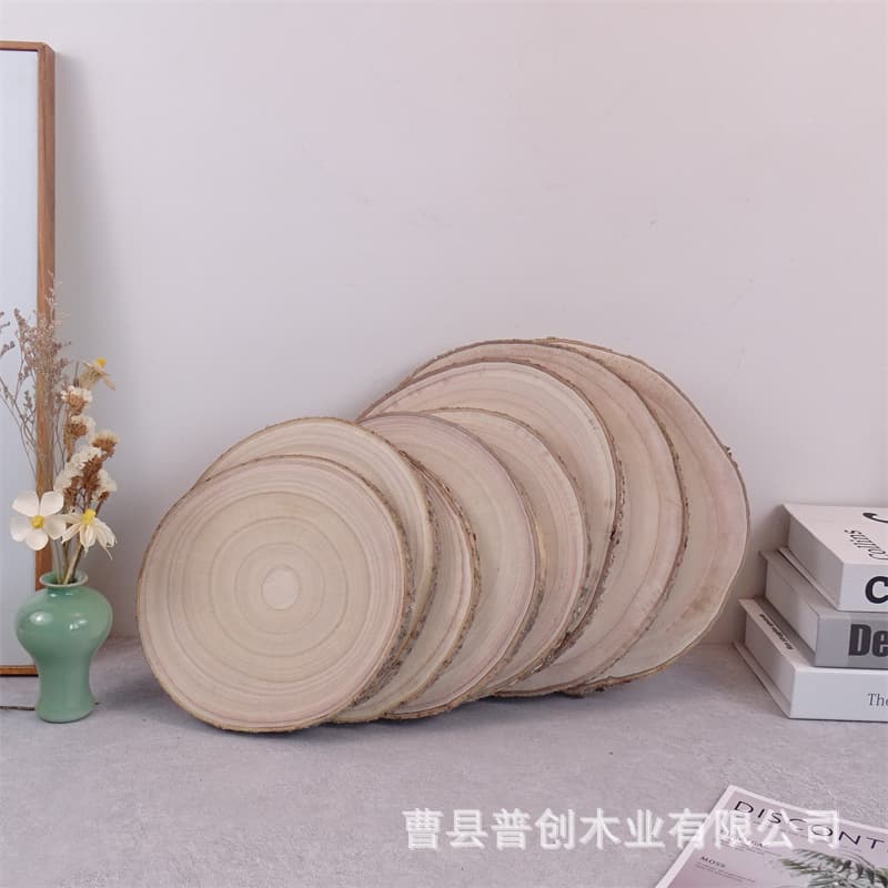 DIY Round Wood Slices, Natural Wood Slice Painting Board, Tree Ring Wood Decoration Background, Poplar and Paulownia Solid Wood, First Birthday Keepsake Props