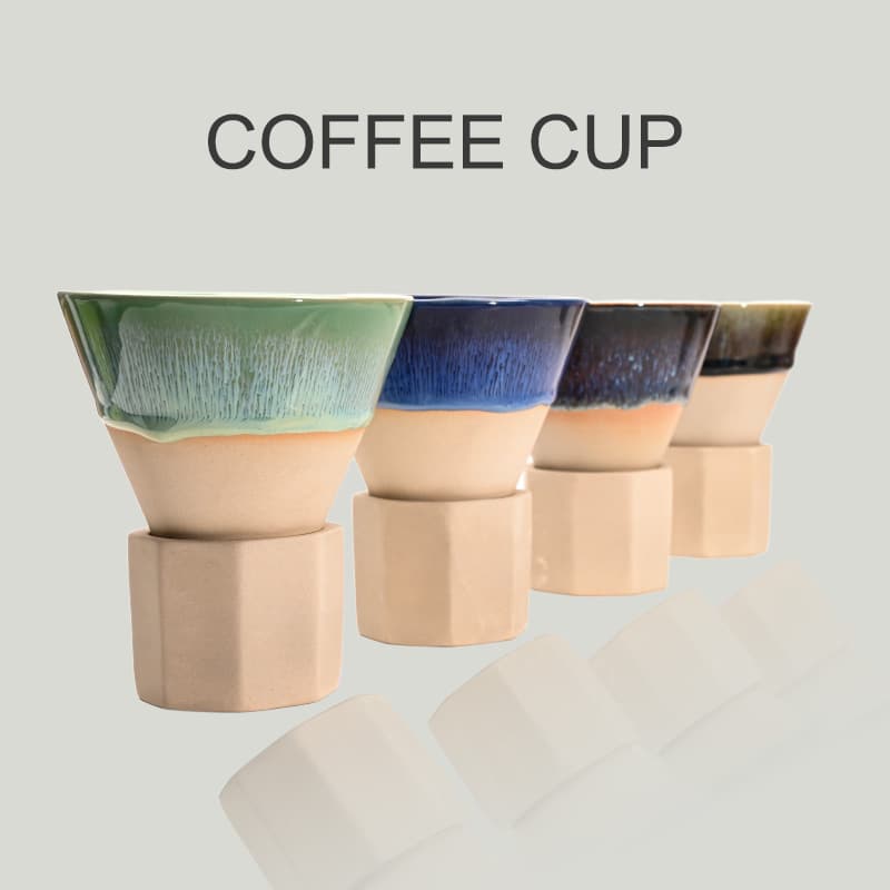Cross-border Special Ceramic Espresso Cup 170ml Kiln Change Retro Style Home Office Handheld Cup with Base
