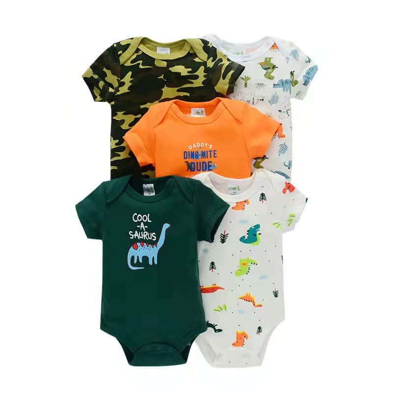 Cross-border Short-Sleeve Baby Onesie Bodysuit 5-Piece Set for Boys and Girls 0-1 Years Old