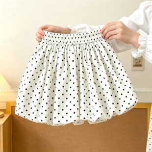 Girls Polka Dot Bubble Half Skirt Summer 2026 New Children Skirt, Little Girl Anti-Exposure Short Skirt, Puffy Skirt