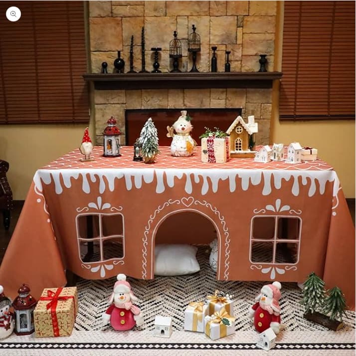 Gingerbread House Christmas Tablecloth