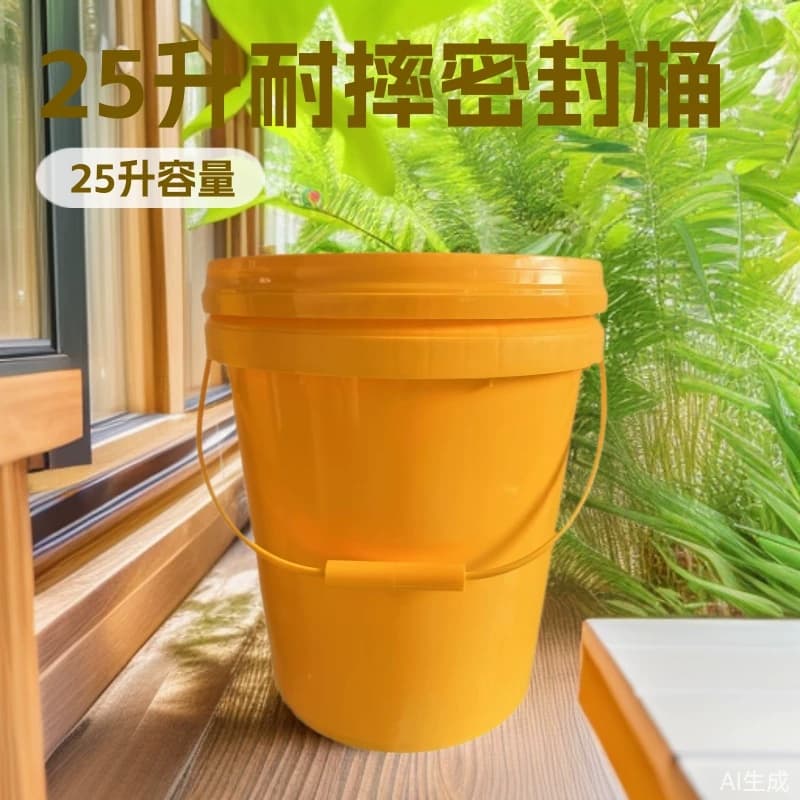 25 liter plastic bucket manufacturer, sealed plastic bucket with lid, easy to open, drop-resistant white plastic bucket wholesale