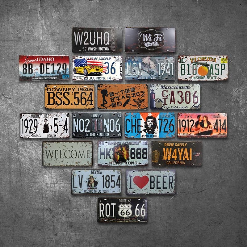 Vintage License Plate Tin Sign, Personalized Bedroom Wall Decor, Creative Bar Restaurant Wall Hanging, Room Decoration