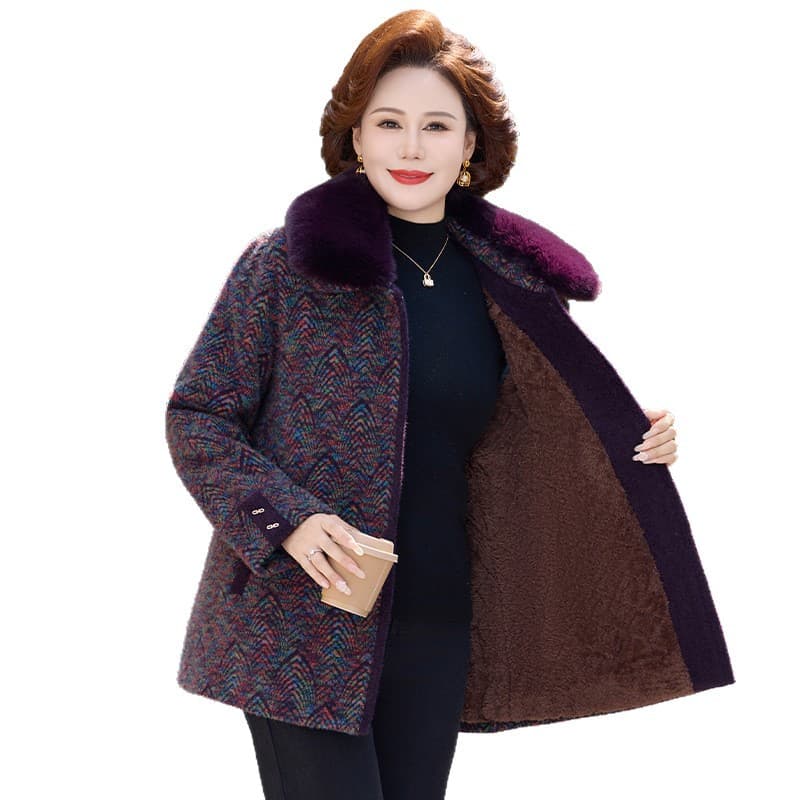 Grandma's winter cotton coat, elderly women's thickened new style mature women's mom cotton jacket, senior winter padded coat.
