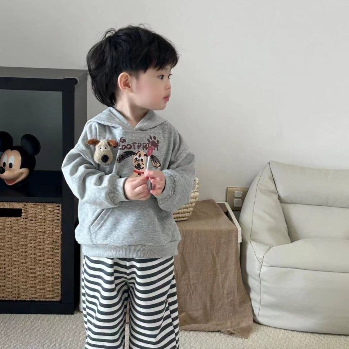 Children's Boys' Hooded Sweatshirt Korean Style Girls' 2025 New Children's Cartoon Loose Tops Casual Baby
