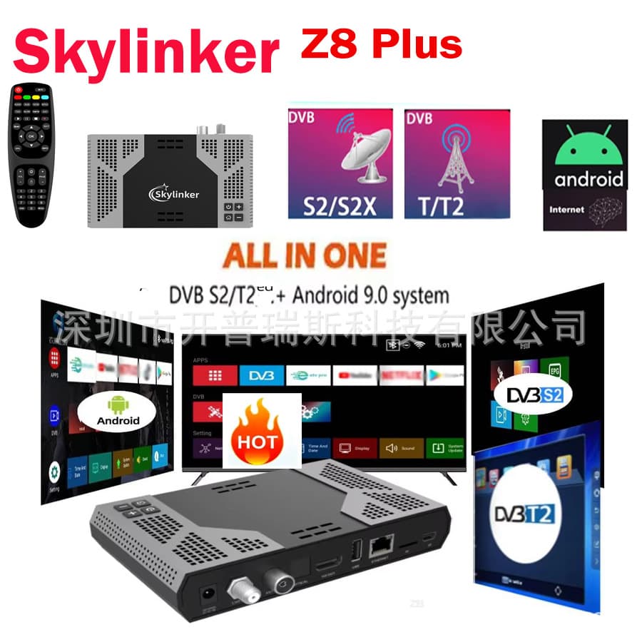 Skylinker Z8 Plus DVB-T2+S2 2G+16G BT Android 9 OTT Hybrid TV Box