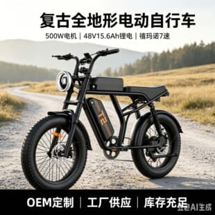 Retro All-Terrain Electric Bike 48V Lithium Battery 500W Motor Shimano 7-Speed Adult Off-Road Commuter