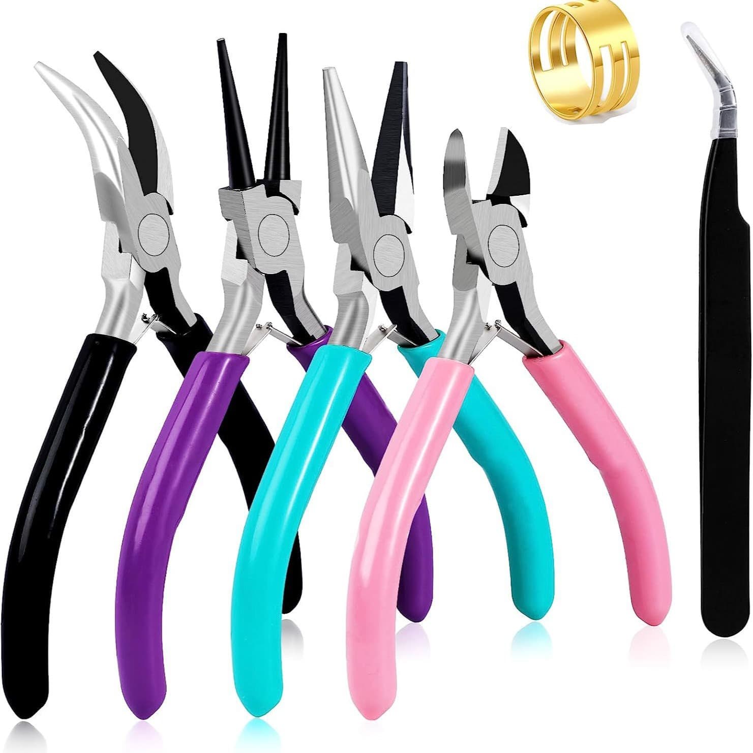 Cross-border hot-selling 4.5-inch jewelry pliers, needle-nose pliers, coil needle pliers, DIY handmade jewelry pliers set in-stock wholesale.