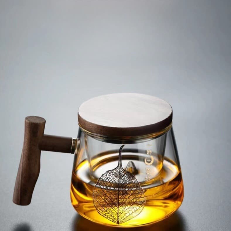 Tea water can be separated and filtered, three-piece tea cup, high borosilicate glass, heat-resistant household drinking cup, simple glass cup