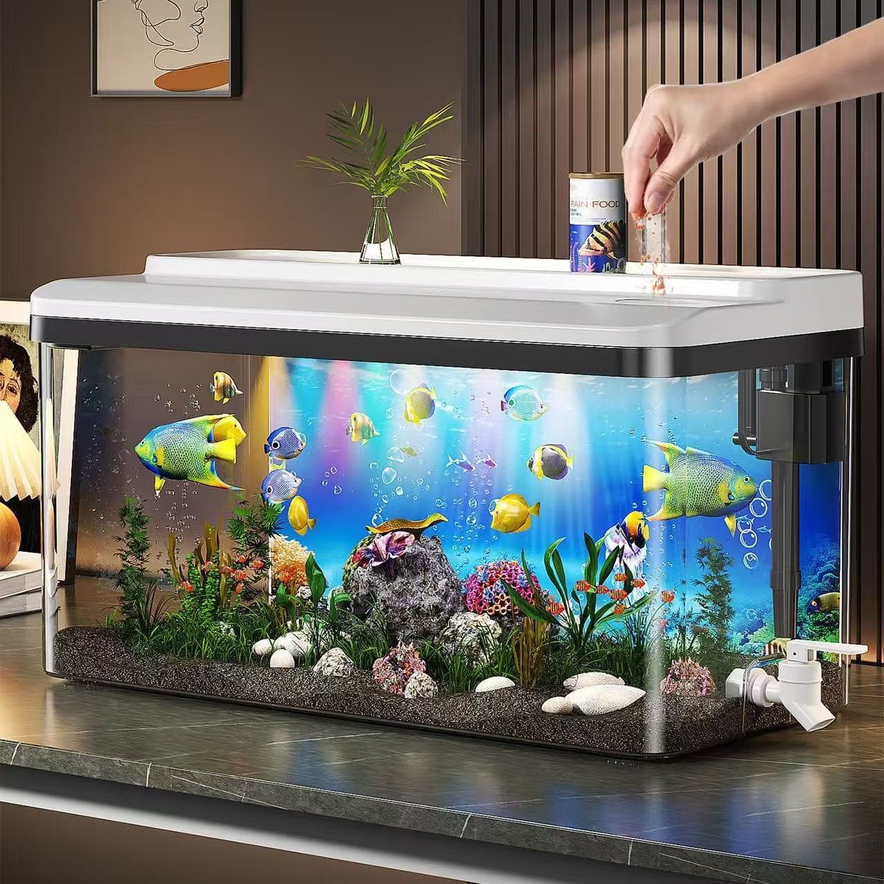 Small living room eco-landscape filtration and oxygen generator, 2025 new model, home desktop goldfish aquarium.