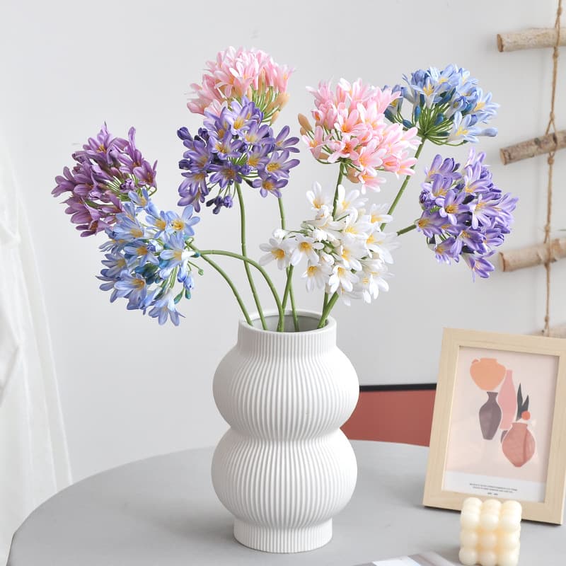 Agapanthus single fake flower high-end flower material Clivia fake flower home decoration ornaments simulated flower Agapanthus green plant