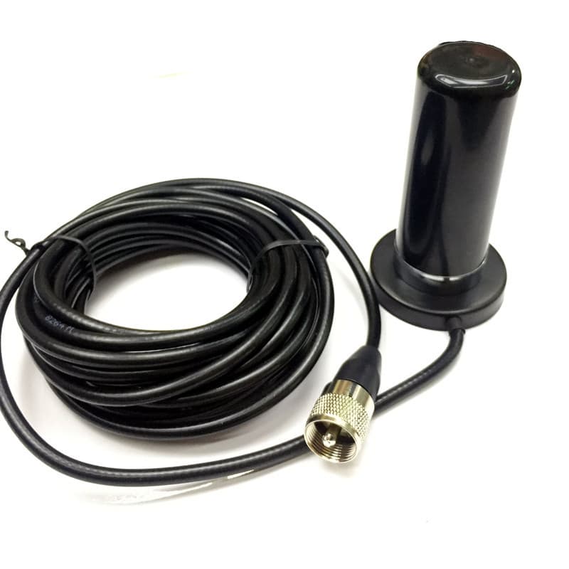 Little Cannon" antenna with PL259 small magnetic mount for car radios, 5-meter cable length.