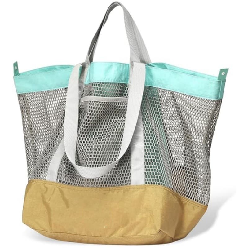 Cross-Border New Fashion Beach Bag Mesh Beach Bag Portable Handbag Large Capacity Outdoor Travel Storage Shoulder Bag