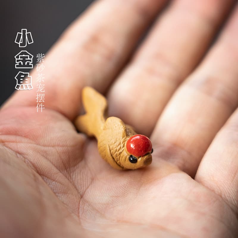 Mini Pocket-sized Purple Sand Teapet Fish Ornament, Lucky Goldfish Tea Set, Tea Table Aquarium Tea Play Decoration